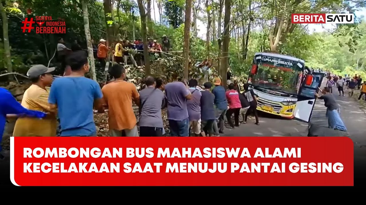 Bus Rombongan Mahasiswa Alami Kecelakaan Saat Menuju Pantai Gesing #beritasatu