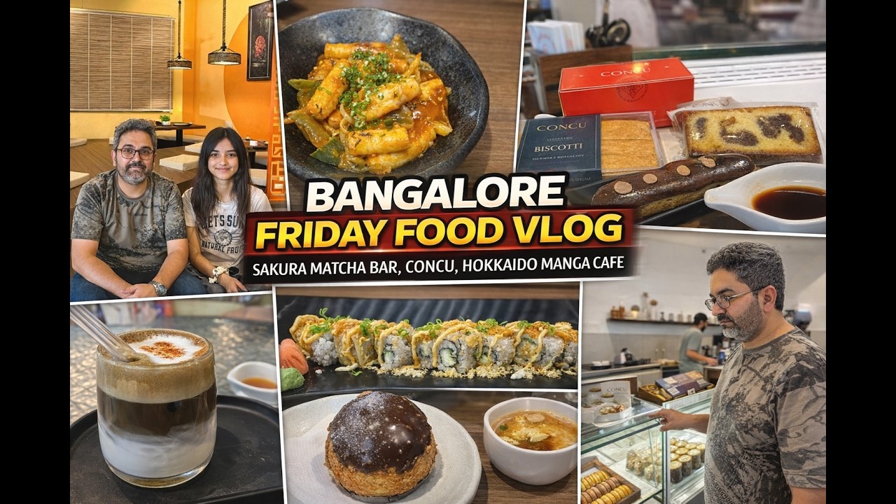 Bangalore Friday Food Outing| Hokkaido Manga Cafe, Sakura Matcha Bar, Concu #cafe #vlog #bangalore