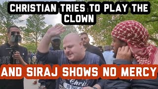 Christian tries to trap a Muslim but gets trapped instead! Siraj And Christian Speakers Corner