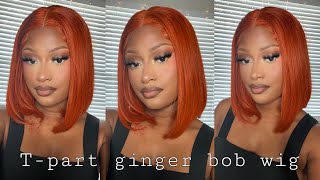 Affordable ginger/orange T-part bob wig review + install | NICY Amazon