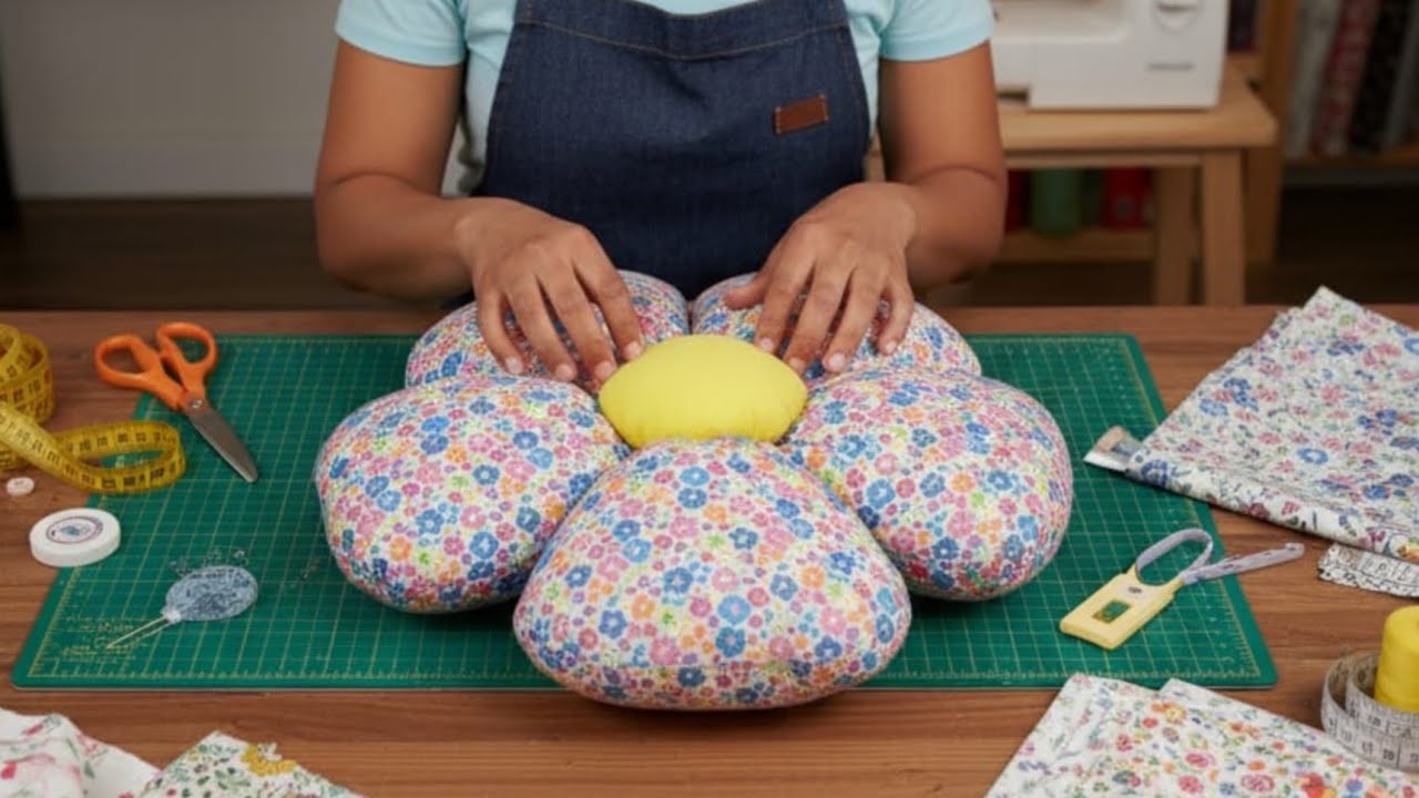 DIY COJIN FLOR🌸Crea y Vende🤑 Hermoso cojin Flor #moldegrátis 