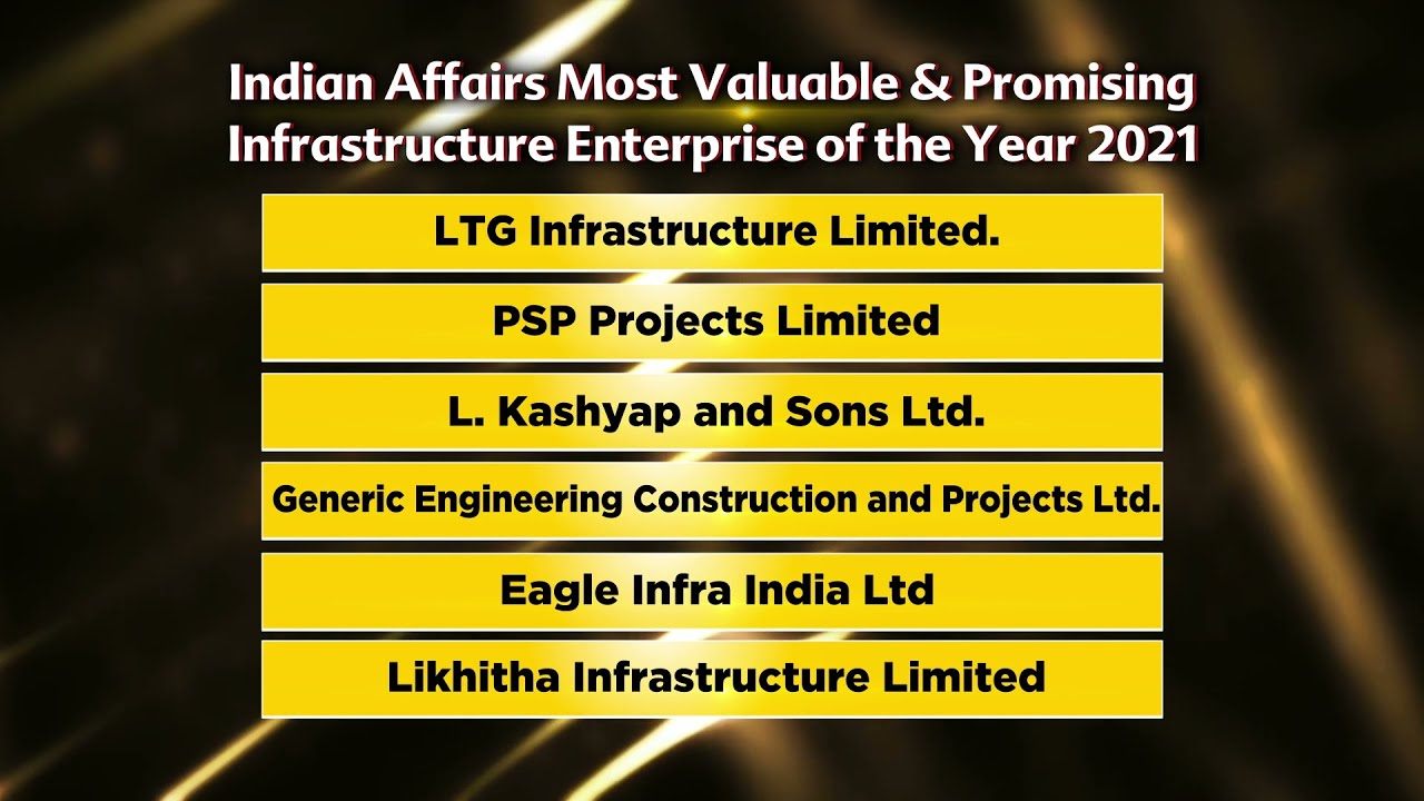 Indian Affairs Most Valuable & Promising Infrastructure Enterprise of the Year 2021