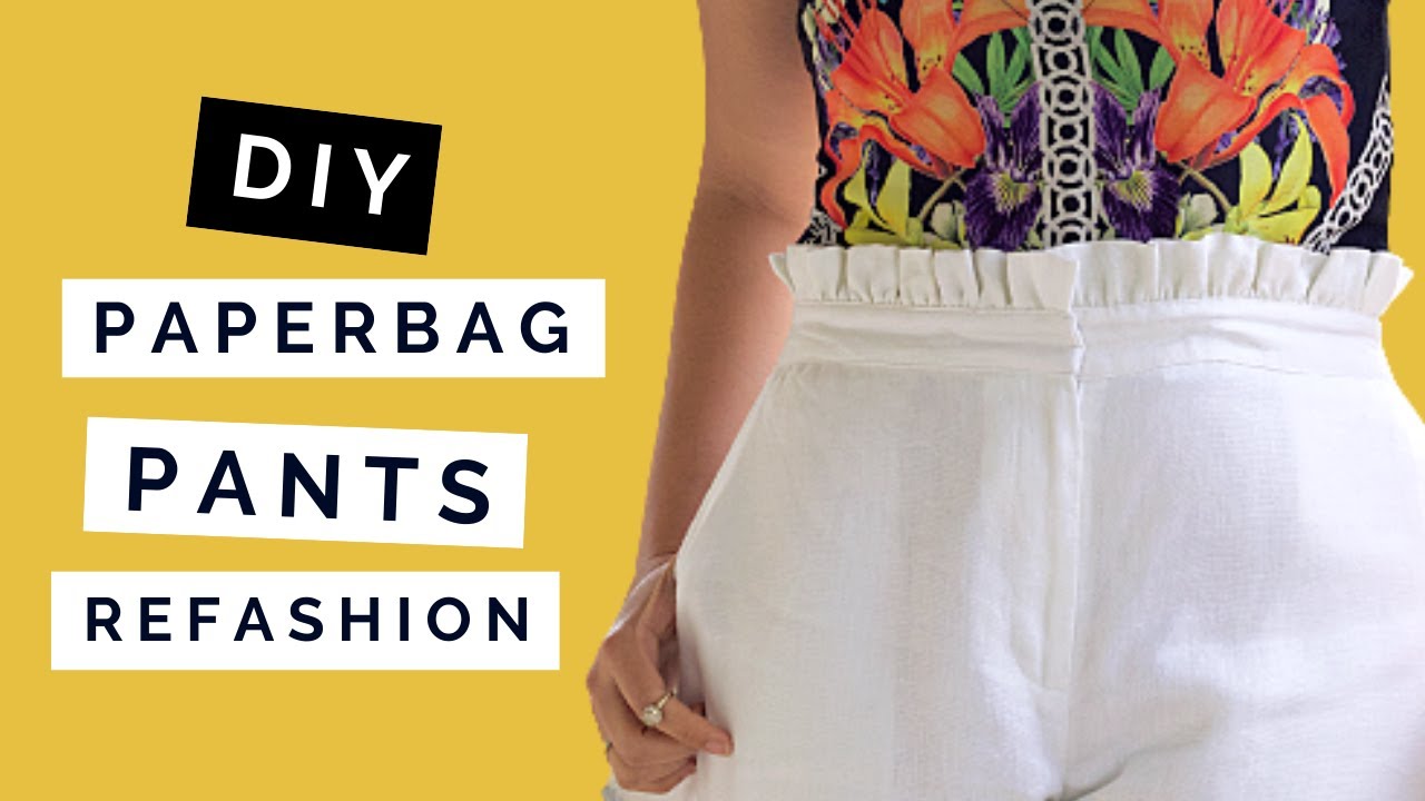 DIY Refashion | Thrifted Oversize Pants transformed in Chic Paperbag ...