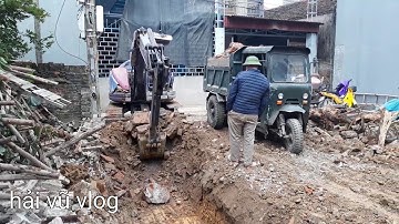 Phần 2 Máy múc bánh xích công nông ba bánh múc đất lên công nông đi đổ ben #