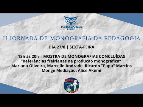 II Jornada de Monografia da Pedagogia - 27/08/2021