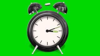 Alarm Clock Time laps 12 hours in 30 seconds  loopable -  green screen - free use
