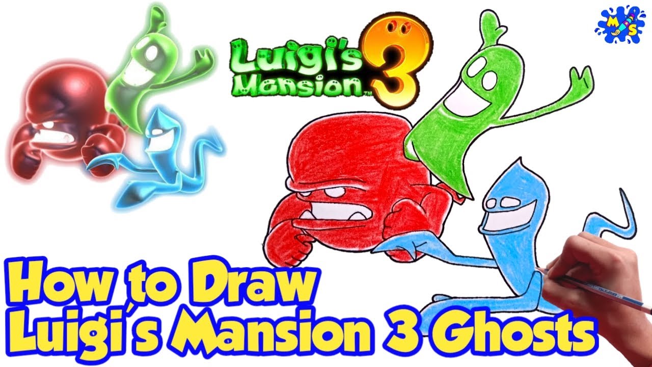 How To Draw Luigi S Mansion Ghosts Easy Step By Step Drawing Youtube