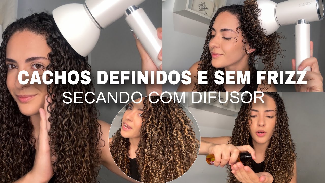 COMO SECAR OS CACHOS COM SECADOR | DIFUSOR ✨❤️ cachos definidos e sem frizz