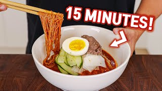 15 MINUTE Korean Spicy Cold Noodles, Easy Bibim Naengmyeon