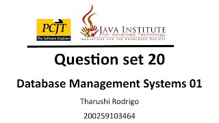 DBMS Question set 20
