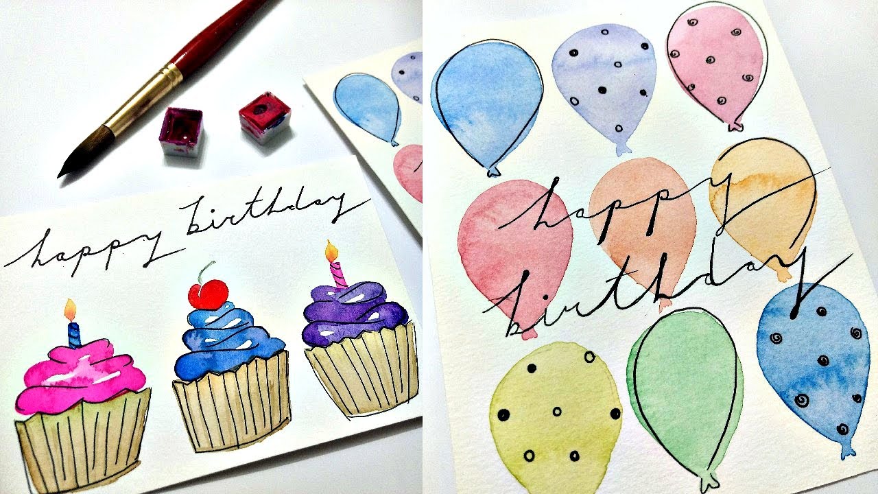 Watercolor Birthday Card Tutorial Part 2 Fun And Easy Birthday Card 