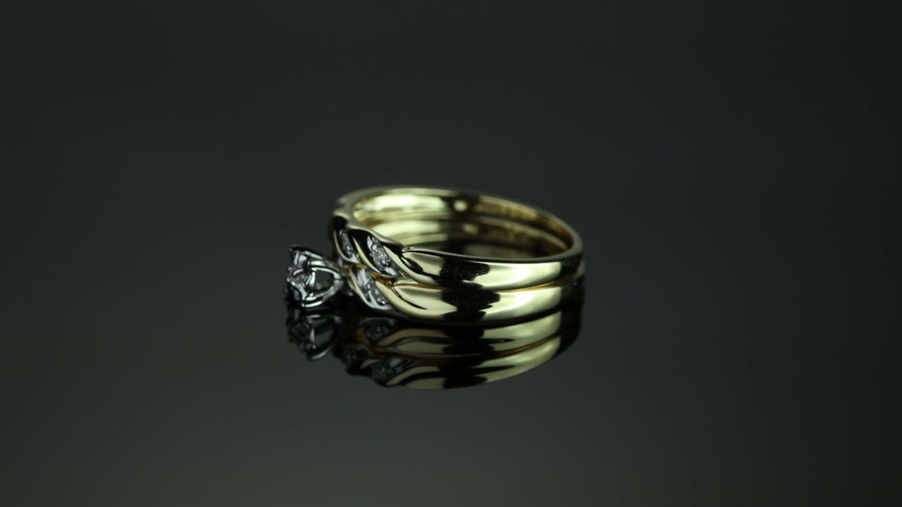 Round Diamond Accent 2-Piece Bridal Set In 10k Yellow Gold