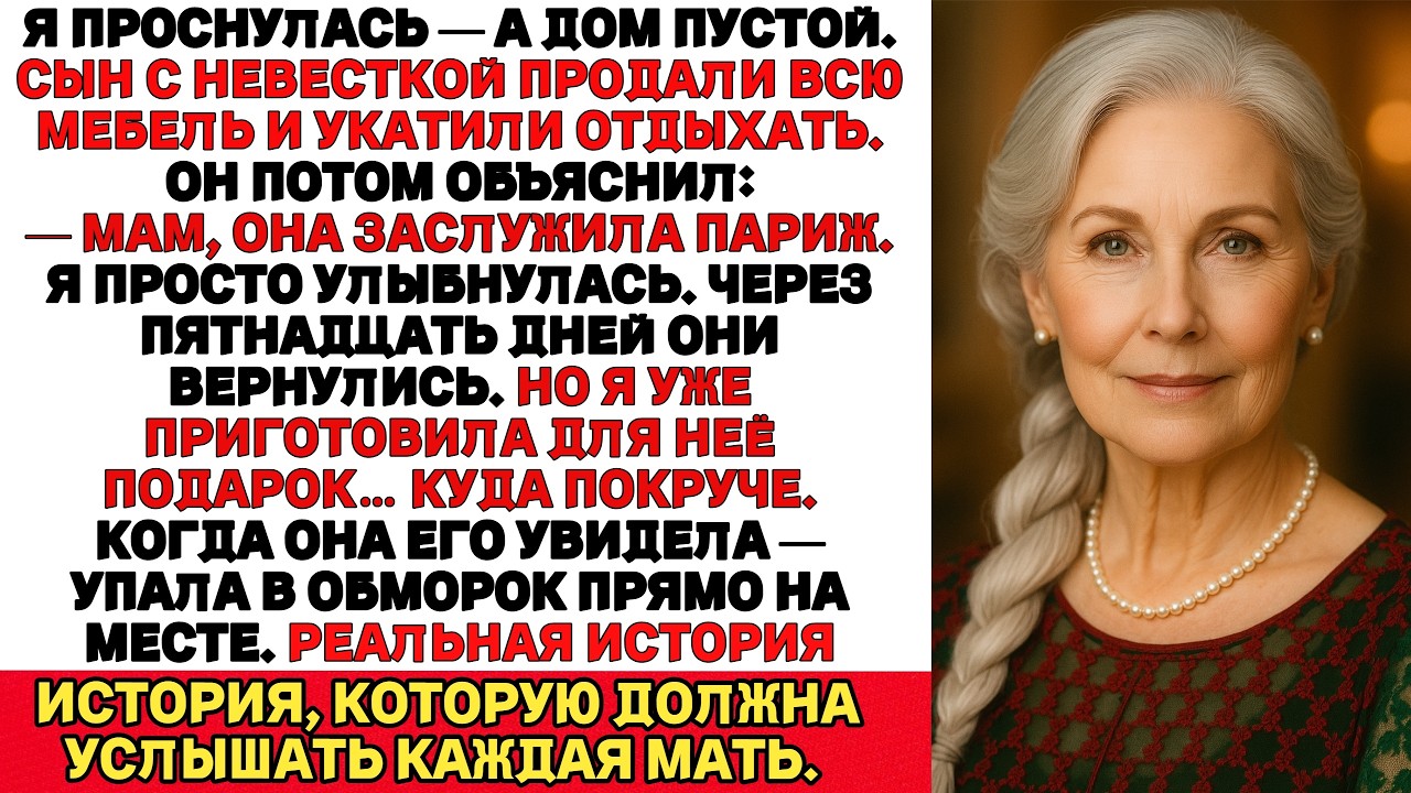 Мой сын продал всю мебель в доме и уехал с женой в Париж, оставив меня одну в пустой квартире…