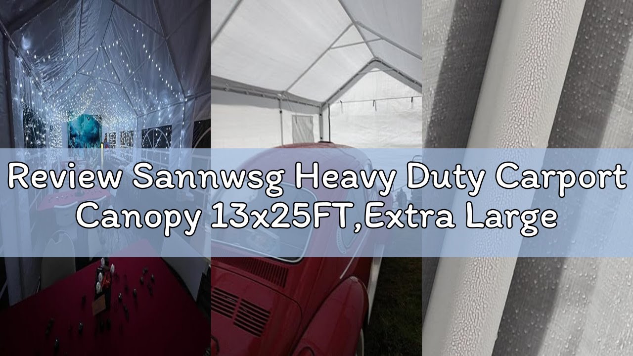 Review Sannwsg Heavy Duty Carport Canopy 13x25FT,Extra Large Portable Car Tent Garage with Roll-up W