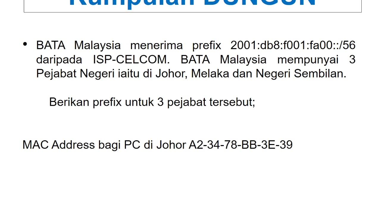 Latihan Kerja Kumpulan Tugasan IPv6