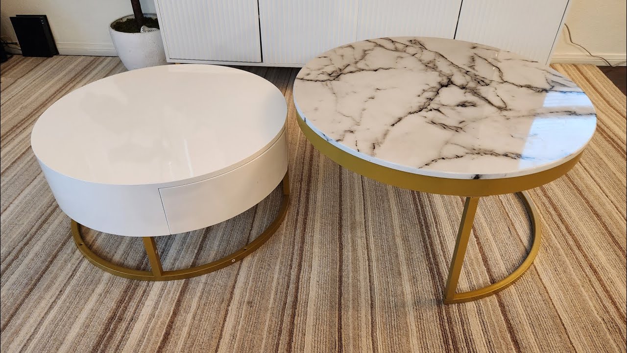 NicBex Round Nesting Tables White and Gold |QUICK OVERVIEW|