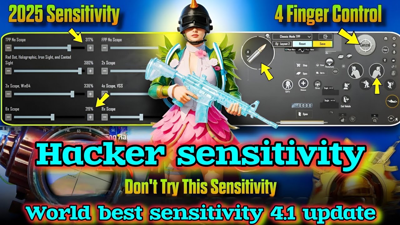 NEW UPDATE 4.1🔥BEST SENSITIVITY+CODE & BASIC SETTING PUBG MOBILE 2025🔥 60FPS,4Finger,Gyro On.