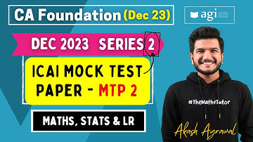 #18 Maths MTP Series 2 Dec 2023 | CA Foundation Maths Stats LR | Mock Test Paper 1 Dec 2023 | Akash