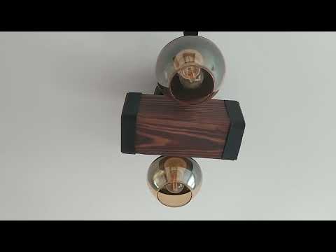 Люстра дерев'яна брус (2 плафони) в альтанку, сауну, будинок - кування під старовину, видео 1