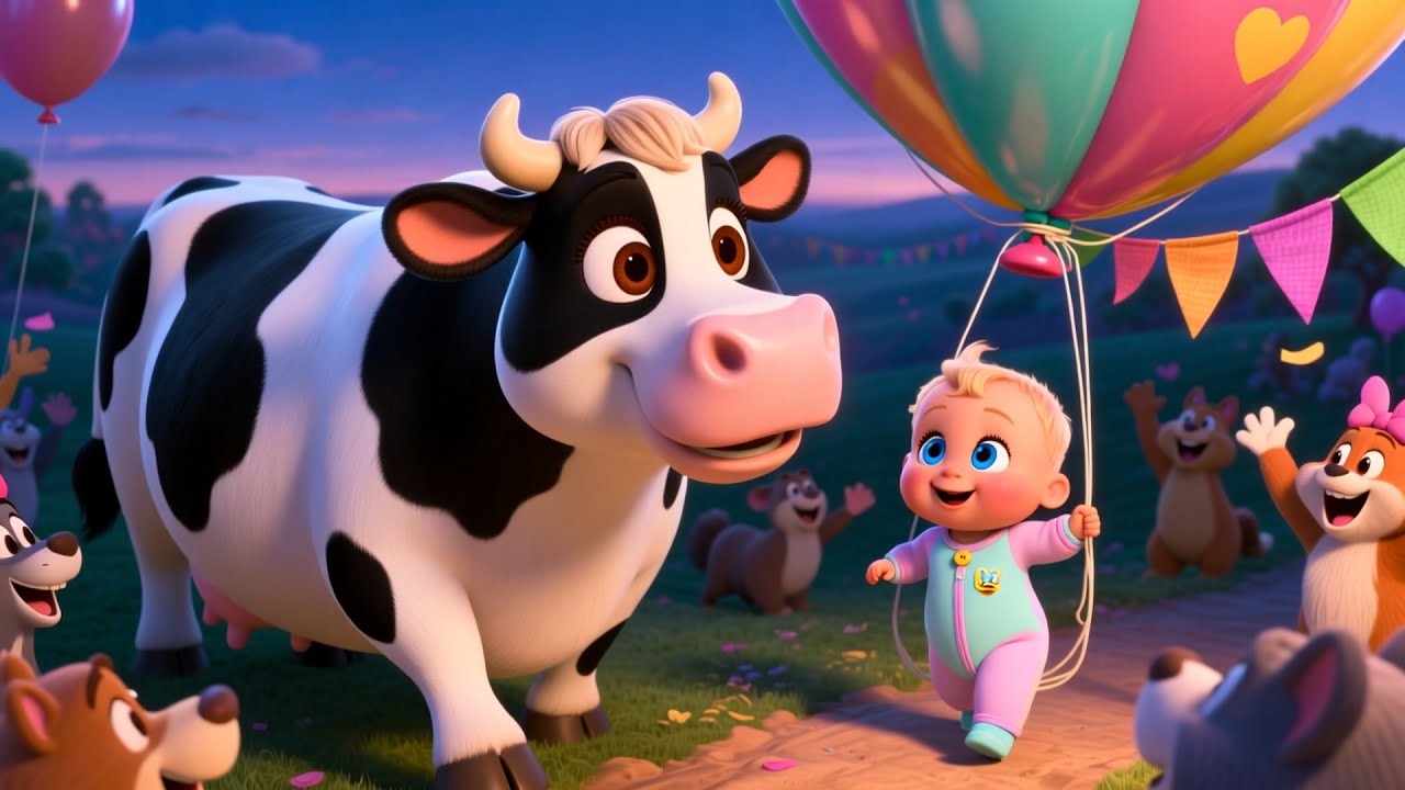 Cow in a Hot Air Balloon | Kids Songs | Nursery Rhymes and Learning for Toddlers