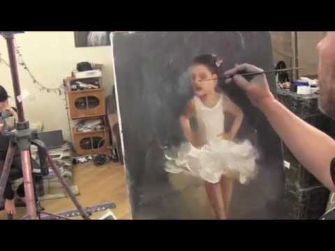 Маленькая балерина маслом, портрет девочки, Сахаров