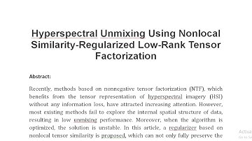 Hyperspectral Unmixing Using Nonlocal Similarity Regularized Low Rank Tensor Factorization