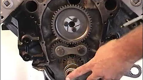 How to install a camshaft gear drive on a 454 chevy engine part #3 of 4.