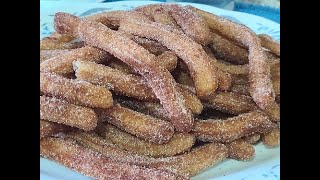 Churros tradicionales, receta Antigua sin huevo ni mantequilla.