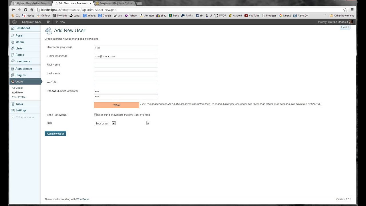 Adding a New User to a WordPress Site - YouTube
