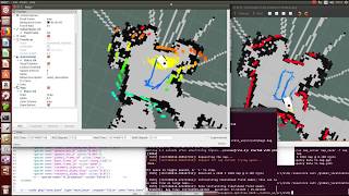 Ardumower (indoor), high odometry error, ROS amcl (left), hector mapping (right)
