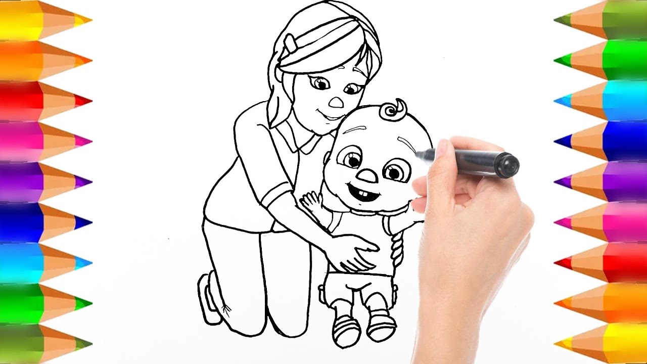 How to Draw JJ & his mom in "My Mommy Song" | Cocomelon | Drawings for