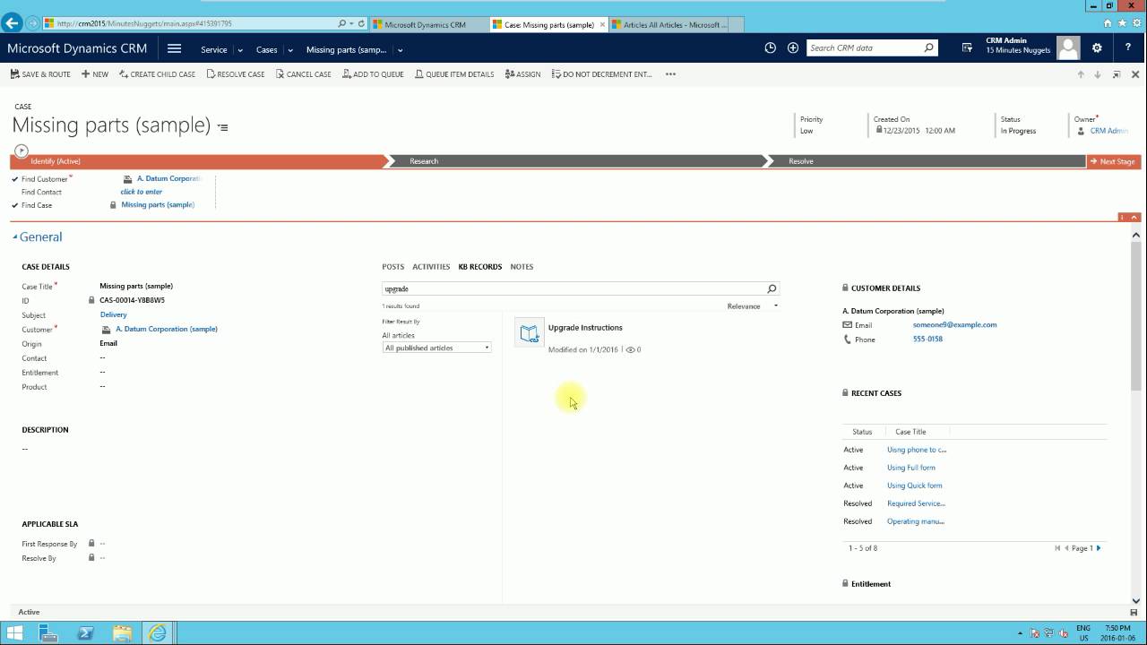 Manage the knowledge bases in CRM 2016 (Part 2)