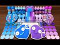 Blue vs Purple Slime Mixing | ASMR Glossy &amp; Random Charms Mix