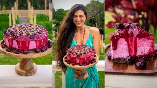 BEST VEGAN DESSERT 🍒 Cherry Dragonfruit Cheesecake 🎂  Easy No-Bake FullyRaw Recipe screenshot 5