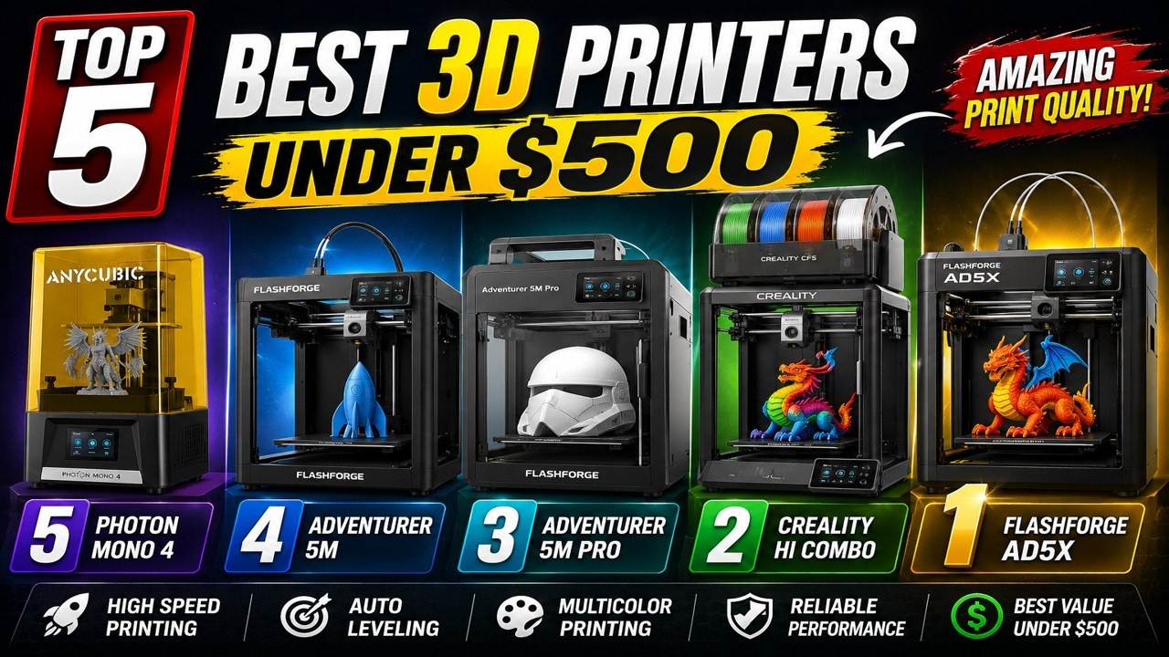 Top 5 Best 3D Printers Under $500 - YouTube