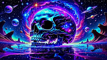 Liquid Abstract Skull Galaxy - Copyright Free Background Video 4K No Sound