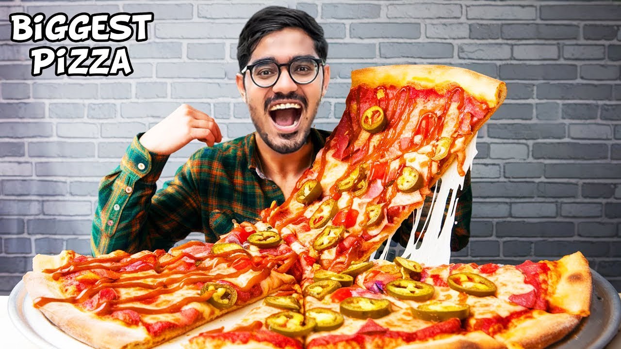 I Ate Biggest Pizza Slice In The World Pizza Eating Challenge - YouTube