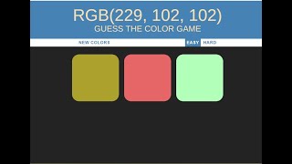 Guess the Color Game in VanillaJS screenshot 3
