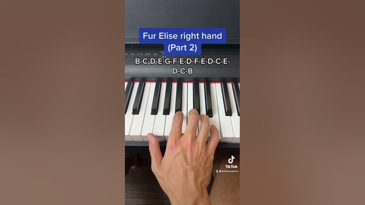 Fur Elise Right Hand easy piano tutorial with note names (Part 2)