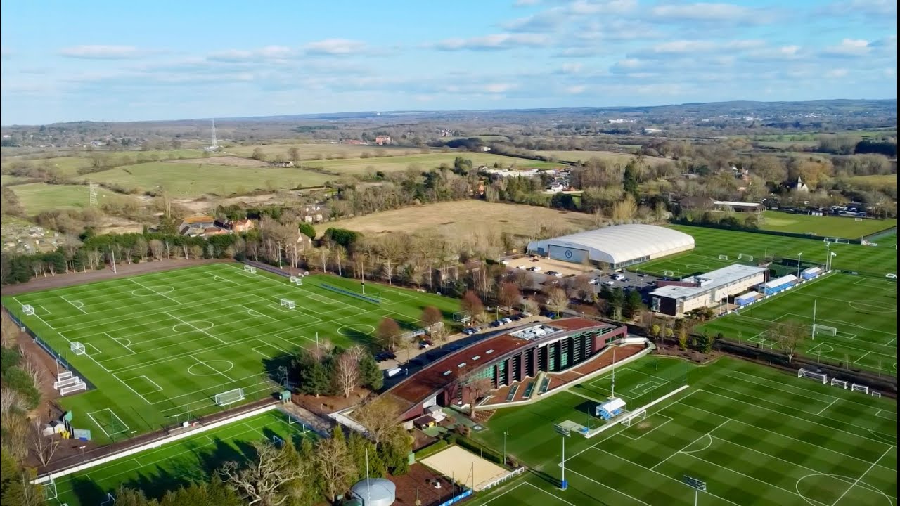 Chelsea FC Cobham Training Ground - March 2025 - Pitches being taken up - DJI Mini 2 SE Drone