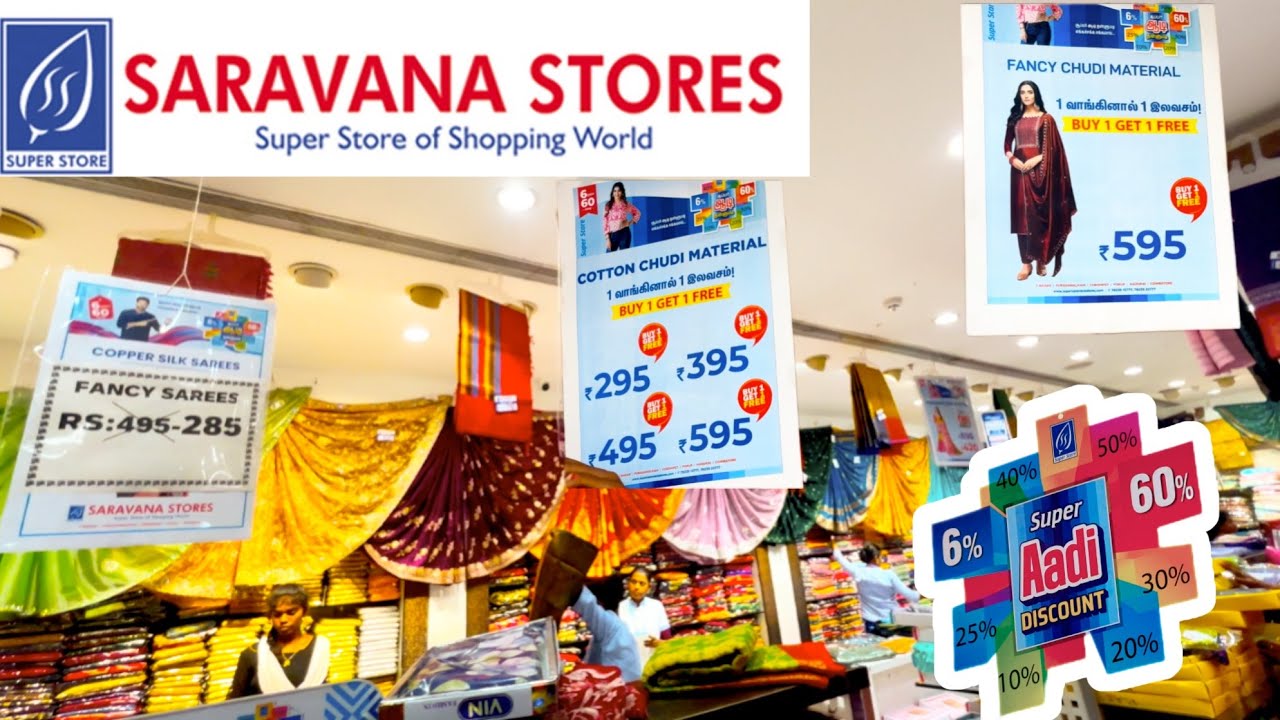 T.NAGAR SARAVANA STORES  AADI OFFER 6-60% BUY 1 GET 1 FREE
