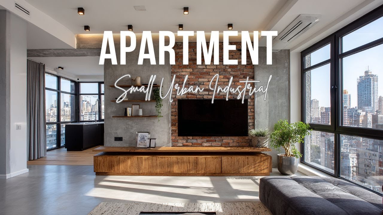 Photo inspiration: Urban Industrial Apartment Metal Work Retizer Reference: Small Urban Industrial Apartment With Concrete Gray Brick Red And