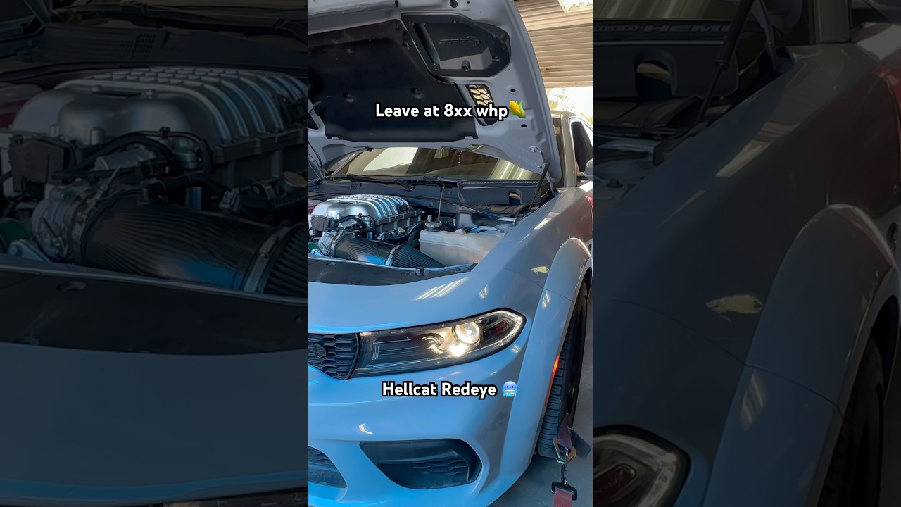 Hellcat Redeye with a smaller upper pulley, injectors, and e85 leaving much faster than stock 😆