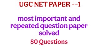 UGC NET Paper 1 Preparation 2026 | Top 80 Most Expected MCQs #ugcnet #netpaper 1