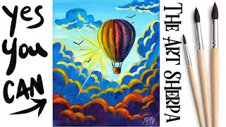 Hot Air Balloon Sunset | Easy Acrylic Painting STEP BY STEP  #6 | The Art Sherpa