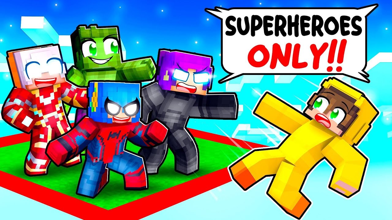 LOCKED on ONE CHUNK But We’re SUPERHEROES in Minecraft