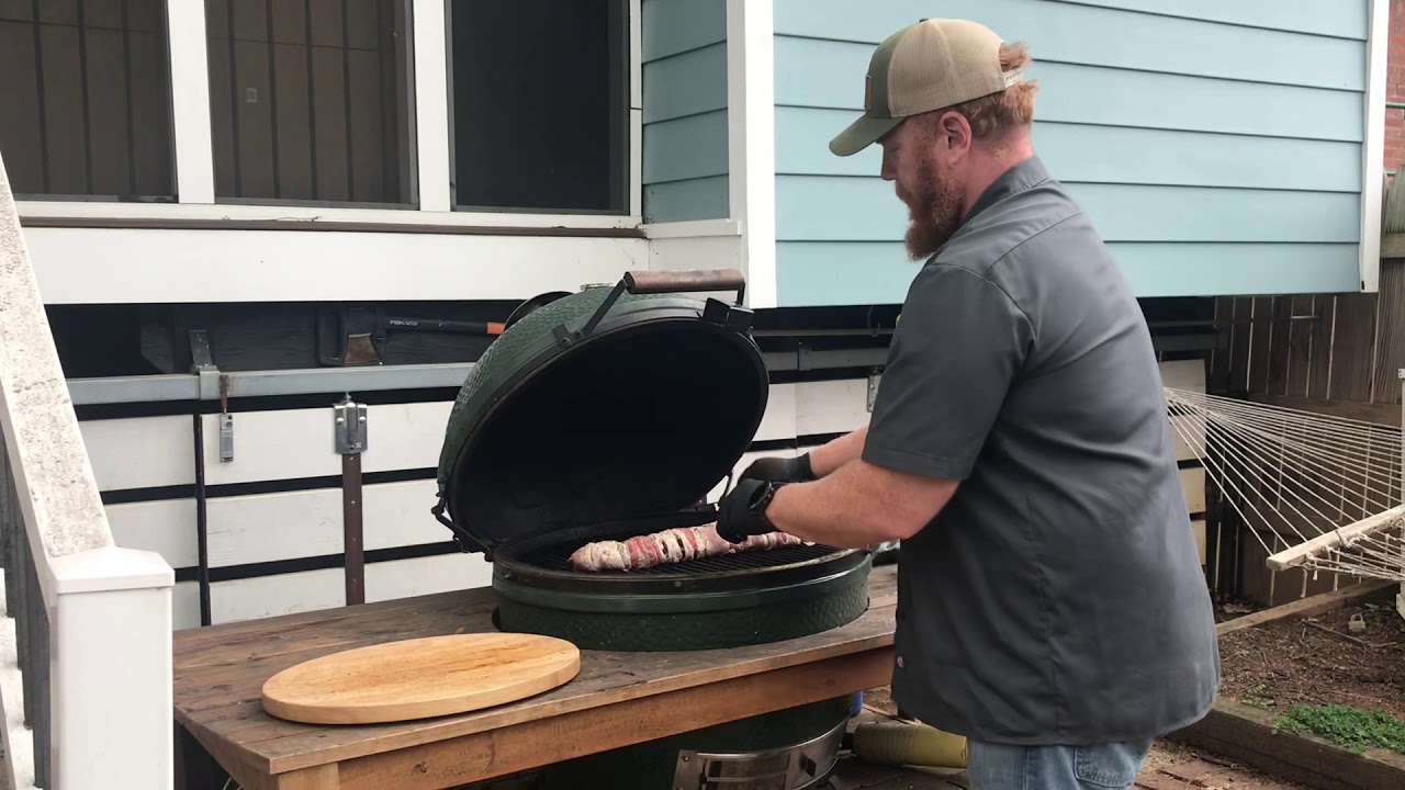 Bacon wrapped deer tenderloin on the Big Green Egg YouTube