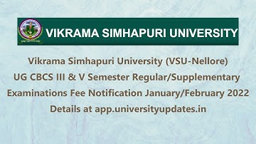Vikrama Simhapuri University UG CBCS 3rd & 5th Semester Exams Fee Notification - Jan/Feb 2022