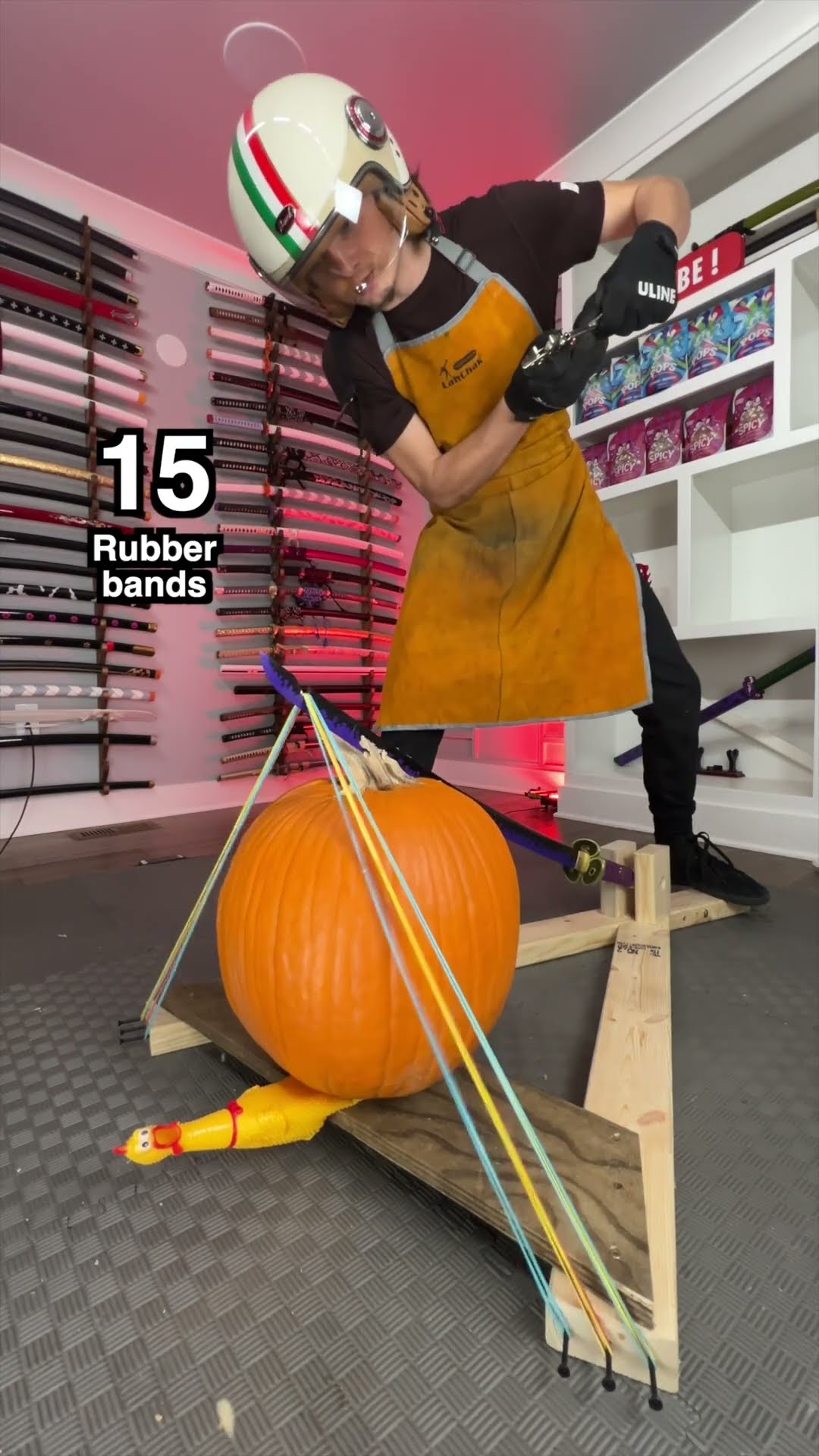 How many rubber bands it takes to bisect a pumpkin