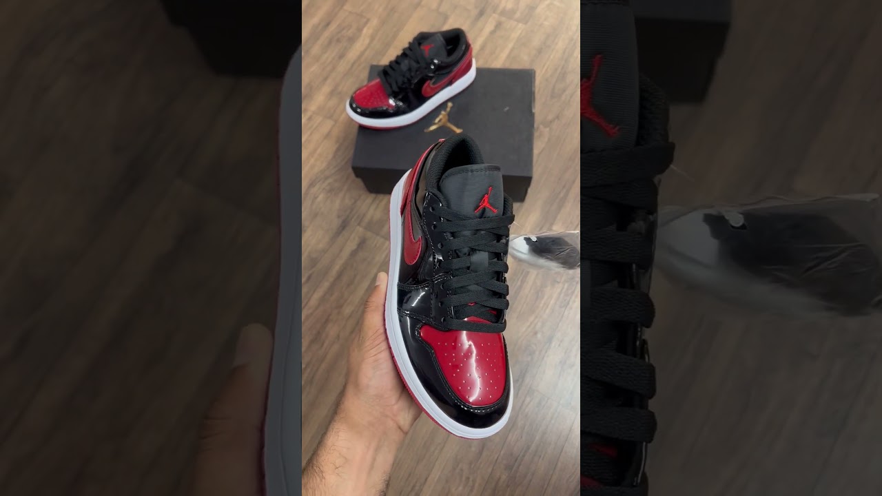 Imported brand Nike Air jordan retro 1 low patent bred sneakers shoes order to WhatsApp7837163115